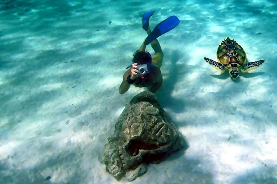 Excursion lagoon: the statues